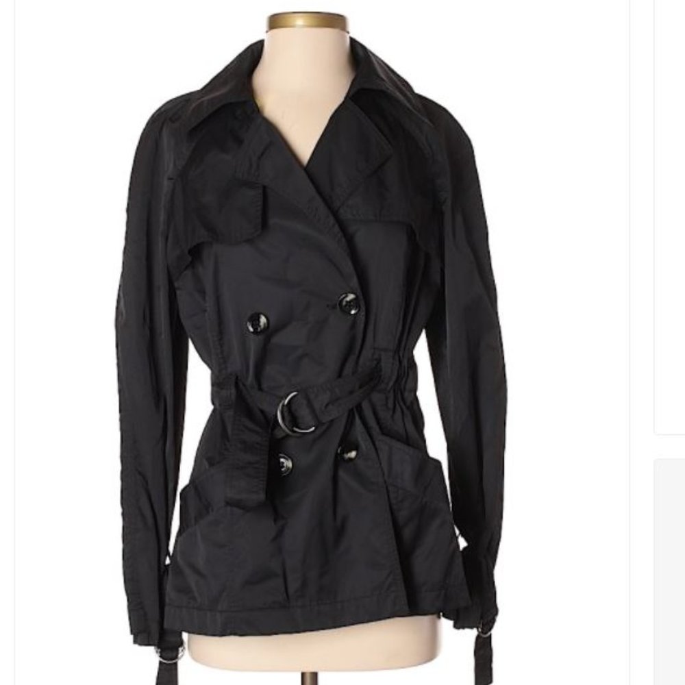 Daisy Fuentes Black Trench Coat (Size M)
